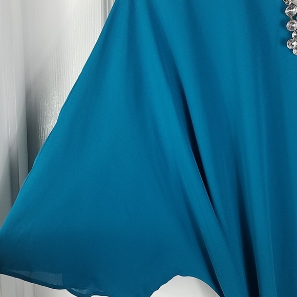 Worthington, Teal tunic top with tie belt, size OX - Picture 2 of 5